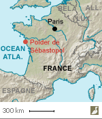 Situation du polder de Sébastopol, sur l'île de Noirmoutier (Vendée) 