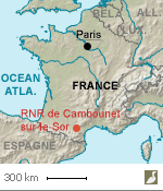 Situation de la réserve naturelle régionale de Cambounet-sur-le-Sor (Tarn)