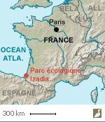 Situation du parc écologique Izadia (Pyrénées-Atlantiques)