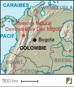 Situation de la Reserva Natural Demostrativa Don Miguel, dan le dpartement de Calda (Colombie)