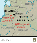 Situations des réserves de Zvanec (Bélarus) et de Žuvintas (Lituanie)