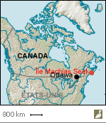 Situation de l'île Machias Seal, dans la province canadienne du Nouveau-Brunswick