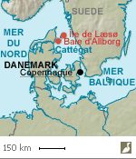 Situations du passage maritime du Cattégat et de la baie d'Aalborg (Danemark)