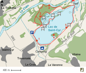 Carte du lac de Saint-Cyr (Vienne) et bons sites d'observation