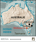 Situation de Melbourne (Australie)