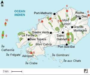 Carte de l'île Rodrigues (Maurice)