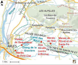 Carte de la vallée des Baux (Bouches-du-Rhône)