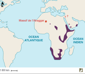 Aire de répartition de l'Aigle de Verreaux (Aquila verreauxii)