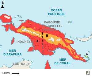 Aires de répartition des Martins-chasseurs torotoro, montagnard et à ventre ocre