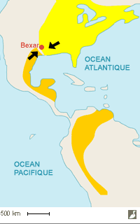 Aires de répartition des Geais vert (Cyanocorax yncas) et bleu (Cyanocitta cristata)