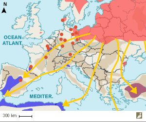 Aires de nidification et d'hivernage de la Grue cendrée (Grus grus)