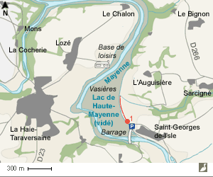 Carte du lac de Haute-Mayenne (Mayenne)