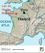 Situation du lac de Haute-Mayenne (Mayenne)