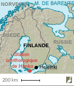 Situation de la station ornithologique de Hanko (Finlande)