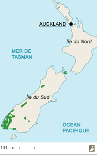 Aire de répartition du Mohoua à tête jaune (Mohoua ochrocephala)