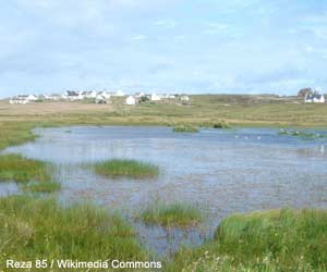 Vue du loch O'Thoir, sur l'île de Toraigh (Irlande)