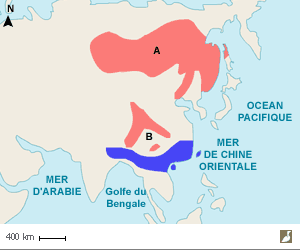 Aire de répartition du Bruant masqué (Emberiza spodocephala)