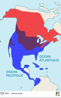 Aire de répartition du Busard d'Amérique