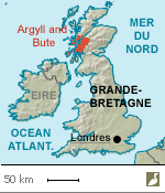 Situation du district d'Argyll and Bute en Écosse (Grande-Bretagne)