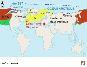 Aires de nidification des Macareux moine (Fratercula arctica), cornu (Fratercula corniculata) et huppé (F. cirrhata)