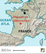 Situation du plateau de Millevaches (Creuse, Haute-Vienne et Corrèze)