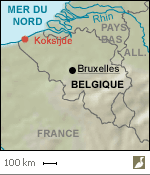 Situation de Koksijde (Belgique)