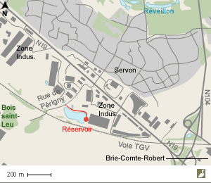 Carte du bassin de rétention des eaux pluviales de la ZAC du Noyer aux Perdrix de Servon (Seine-et-Marne)