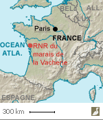 Situation de la réserve naturelle régionale du marais de la Vacherie (Vendée)