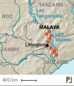 Emplacements des principaux sites visités au Malawi