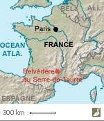 Situation du belvédère du Serre-de-Tourre (Ardèche)