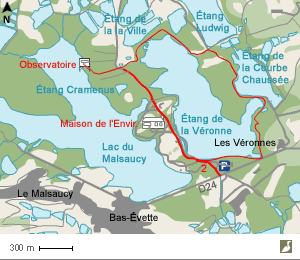 Carte du secteur du lac du Malsaucy (Territoire de Belfort)