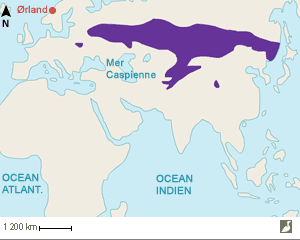 Aire de répartition de la Mésange azurée (Cyanistes cyanus)