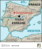 Situation de Salamanque, en Castille-et-León (Espagne)