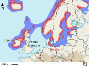 Aire de répartition du Guillemot à miroir (Cepphus grylle) en Europe