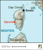 Situation d'Ajaccio (Corse-du-Sud)