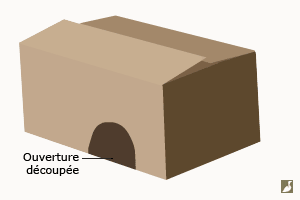 Un trou découpé dans un carton