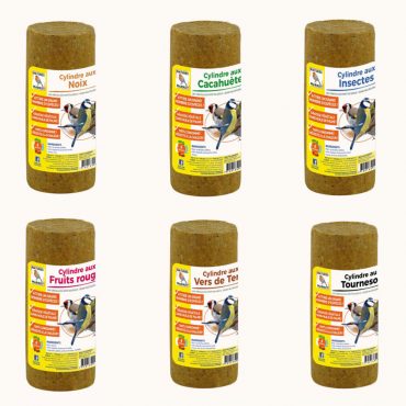 Ensemble de 6 cylindres à base de graisse végétale pour oiseaux