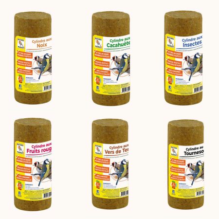 Ensemble de 6 cylindres à base de graisse végétale pour oiseaux