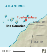 Situation de l'île de Fuerteventura dans l'archipel des Canaries (Espagne)