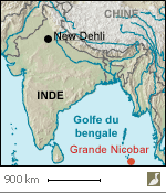 Situation de l'île de la Grande Nicobar (Inde)
