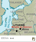 Situation du delta du fleuve Niémen (Lituanie)