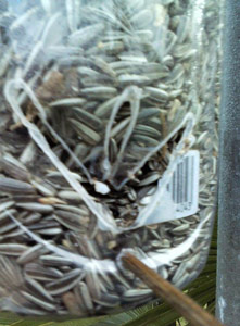 détail d'une mangeoire "maison"