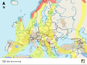Carte de répartition du Pluvier guignard en Europe