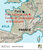 Situation du parc national des forêts de Champagne et de Bourgogne
