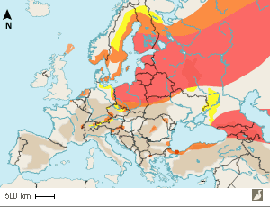 La progression du Roselin cramoisi (Carpodacus erythrinus) en Europe
