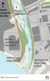Carte de l'embouchure du Var (Alpes-Maritimes)